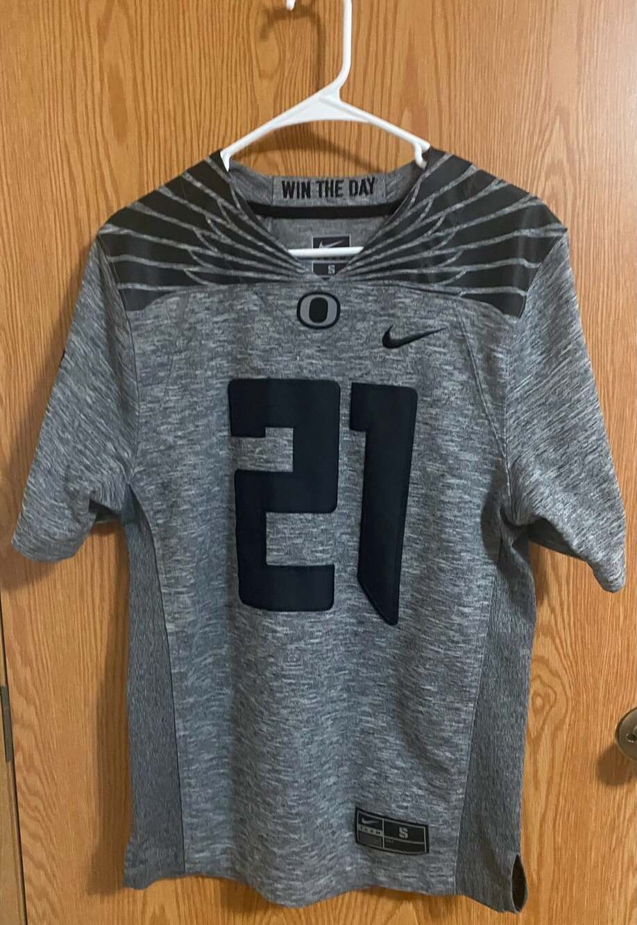 Nike Oregon Ducks #21 Gray Football Jersey Size S